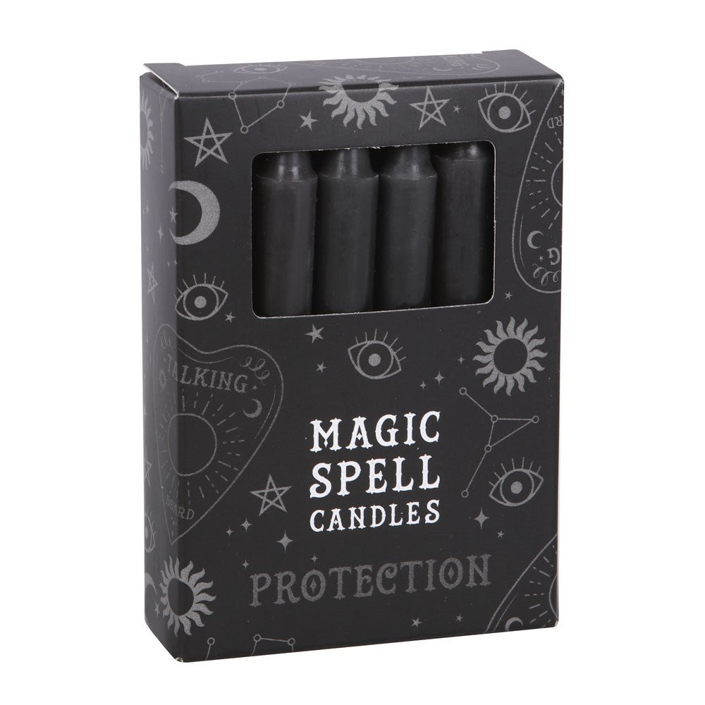 PACK OF 12 BLACK 'PROTECTION' SPELL CANDLES