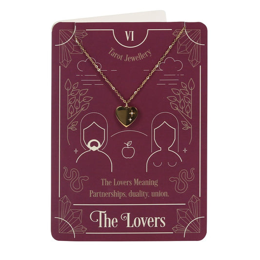 THE LOVERS TAROT NECKLACE ON GREETING CARD