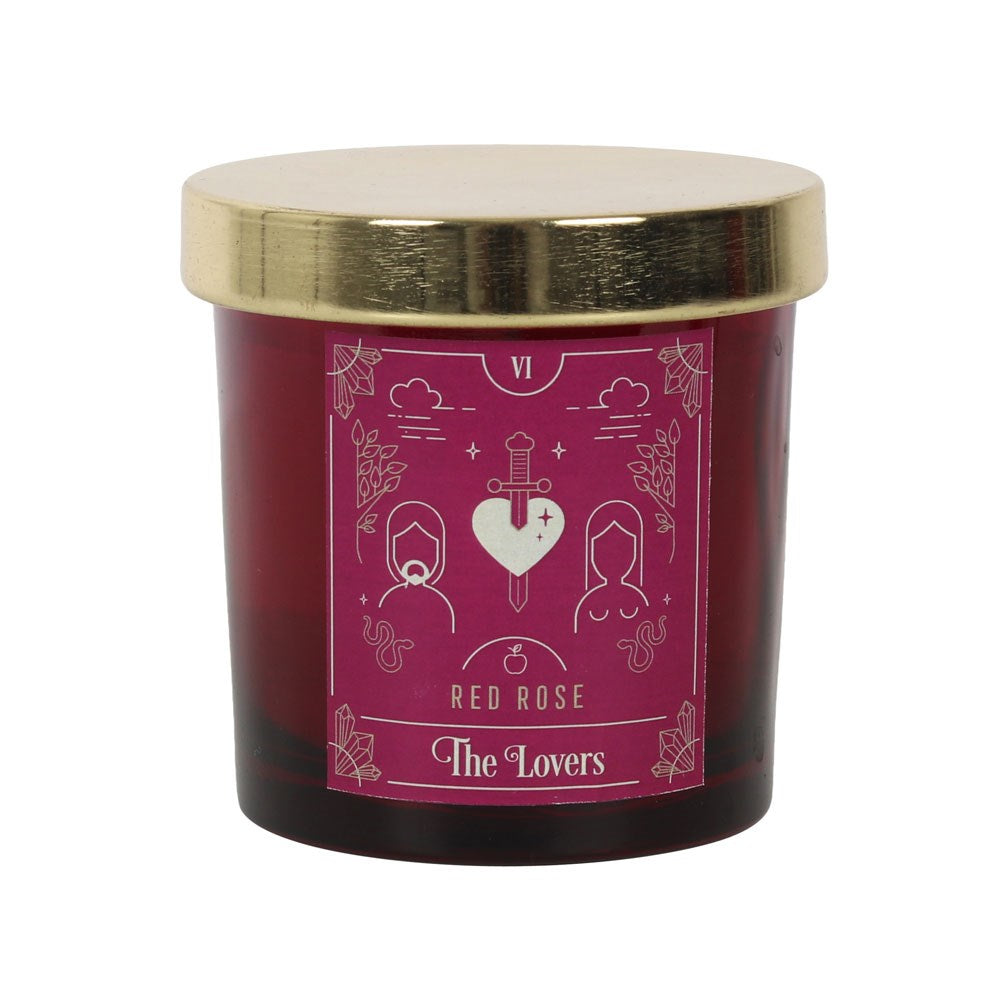 THE LOVERS RED ROSE TAROT CANDLE