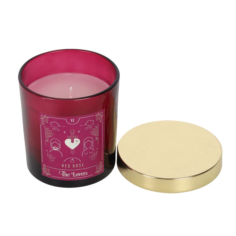 THE LOVERS RED ROSE TAROT CANDLE