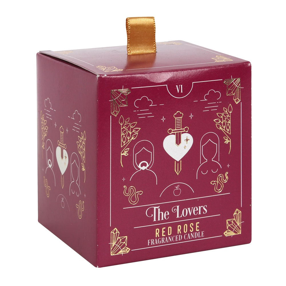 THE LOVERS RED ROSE TAROT CANDLE