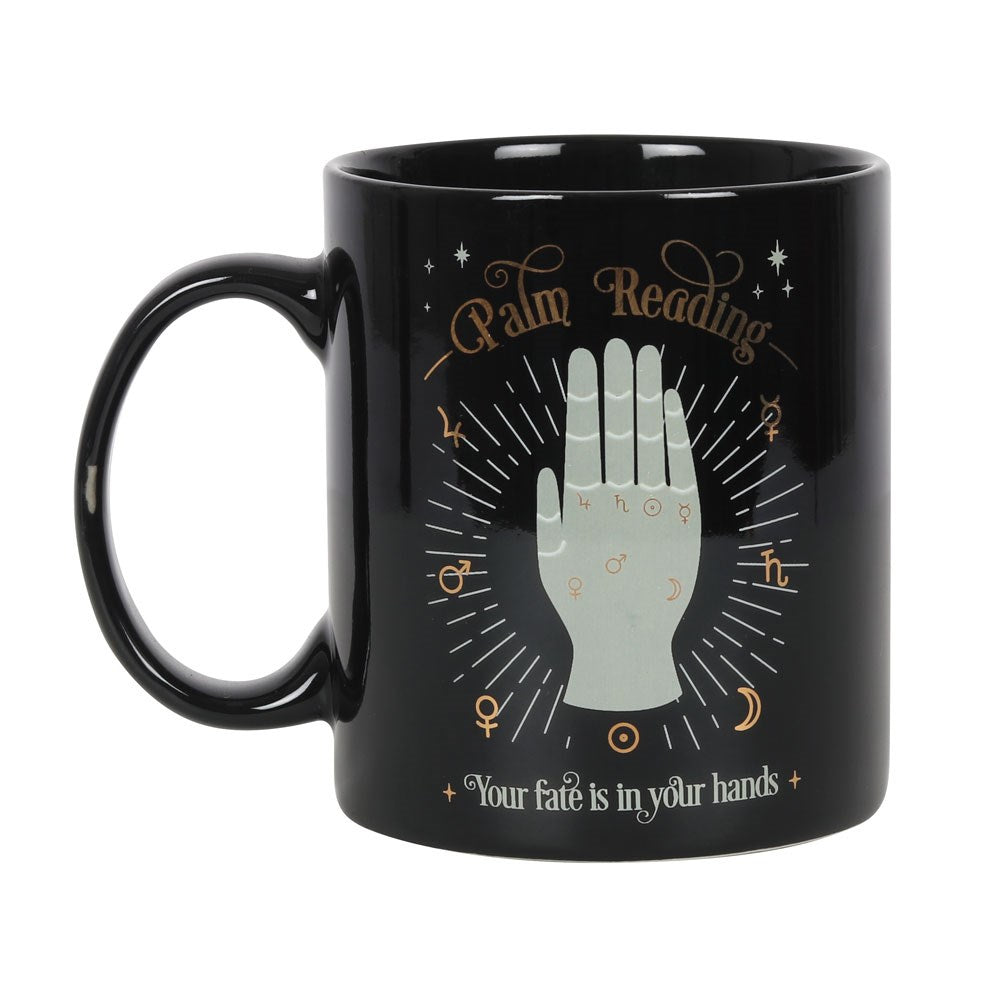 BLACK PALM READING MUG