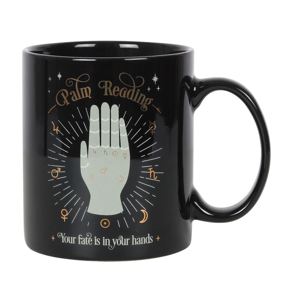 BLACK PALM READING MUG