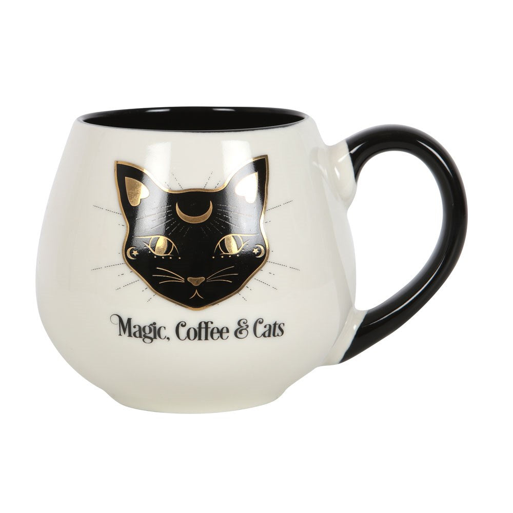 MAGIC, COFFEE & CATS ROUNDED MUG