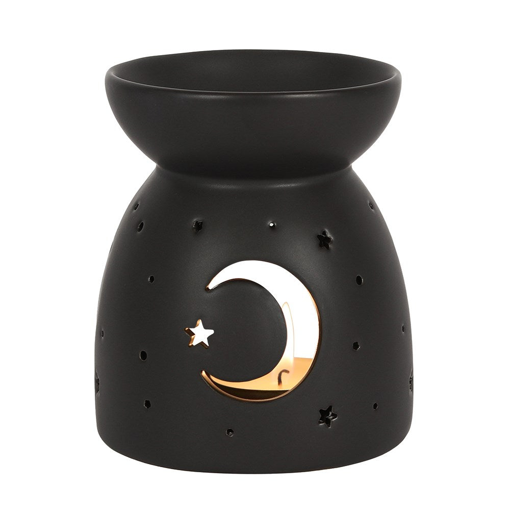 BLACK MYSTICAL MOON CUT OUT OIL / WAX MELT BURNER