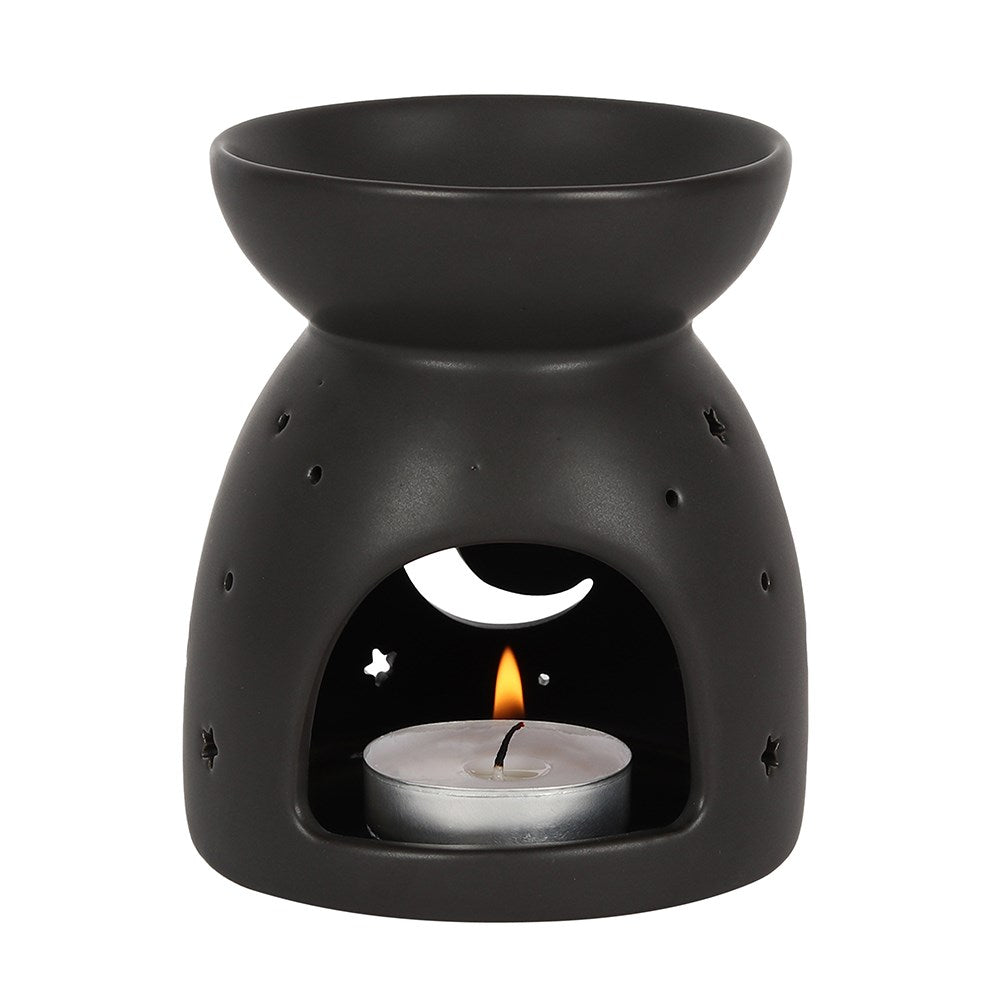 BLACK MYSTICAL MOON CUT OUT OIL / WAX MELT BURNER