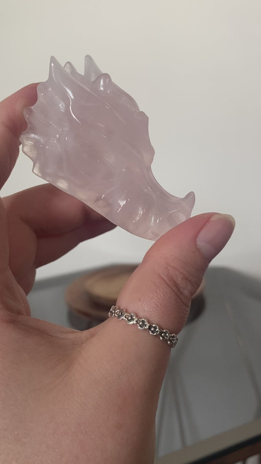 ROSE QUARTZ DRAGON HEAD CARVING